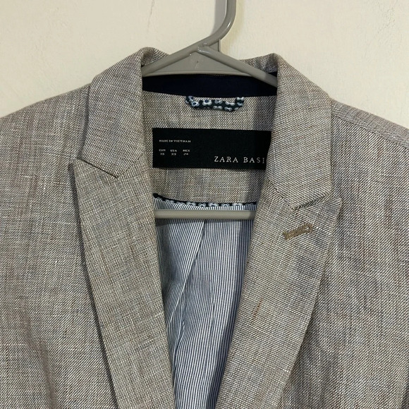 Zara 100% linen blazer button spring - Picture 3 of 7
